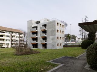 Exterior of concrete apartments in Zurich