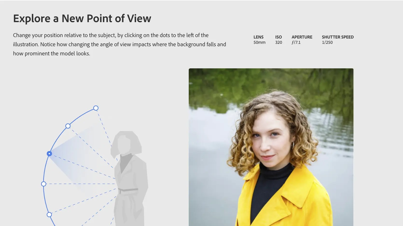 Photo of woman by river and explanatory text