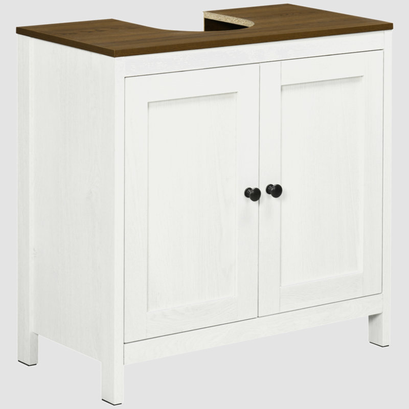 Go Peak Track Kleankin Modern Bathroom Sink Cabinet, Floor Standing Under Sink Cabinet, Freestanding Storage Cupboard With Adjustable Shelf, Double Doors, Antique White | Wayfair