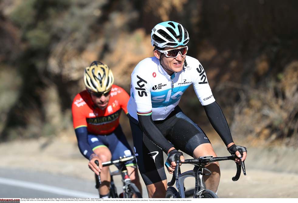 Michal Kwiatkowski leads Giovanni Visconti