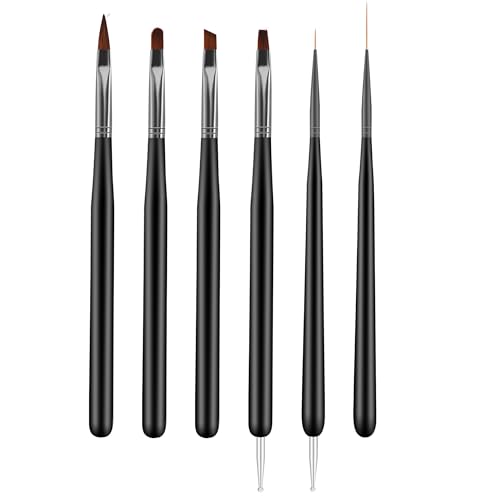 Nail Art Brushes, 6pcs Nail Art Painting Tools With Nail Art Fine Liner Brush, Nail Design Painting Brushes Set, Builder Gel Brush, Nail Dotting Pen for Gel Polish Manicure Salon Diy, Black : Amazon.co.uk: Beauty