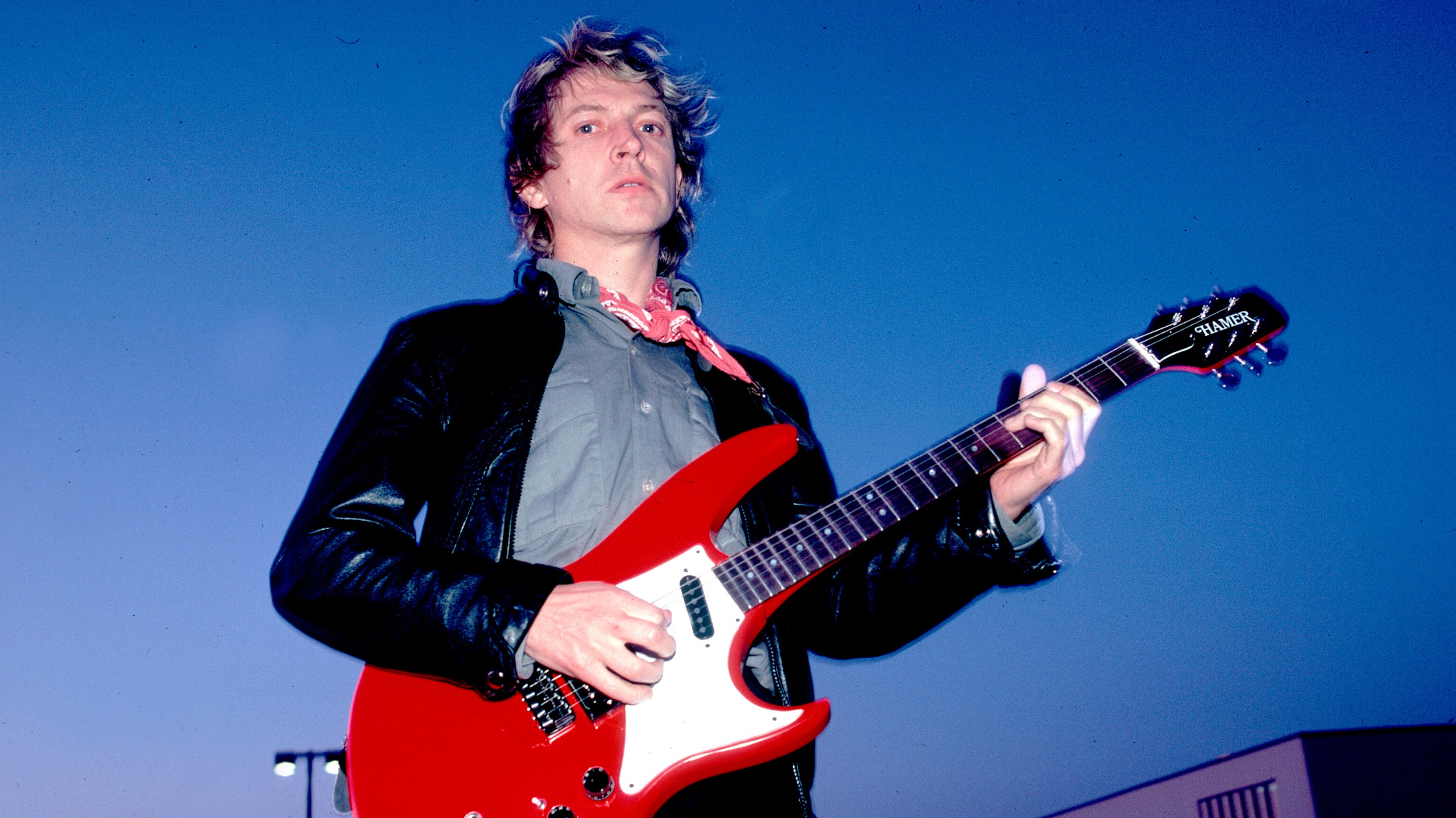 Andy Summers from The Police at the Hamer Guitar Factory in Arlington Heights, Illinois, March 30, 1982.