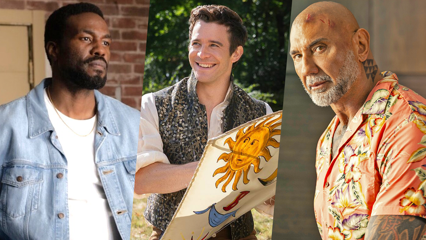 (L-R) Yahya Abdul-Mateen II in "Wonder Man"; Luke Thompson in "Bridgerton"; Dave Bautista in "The Wrecking Crew"