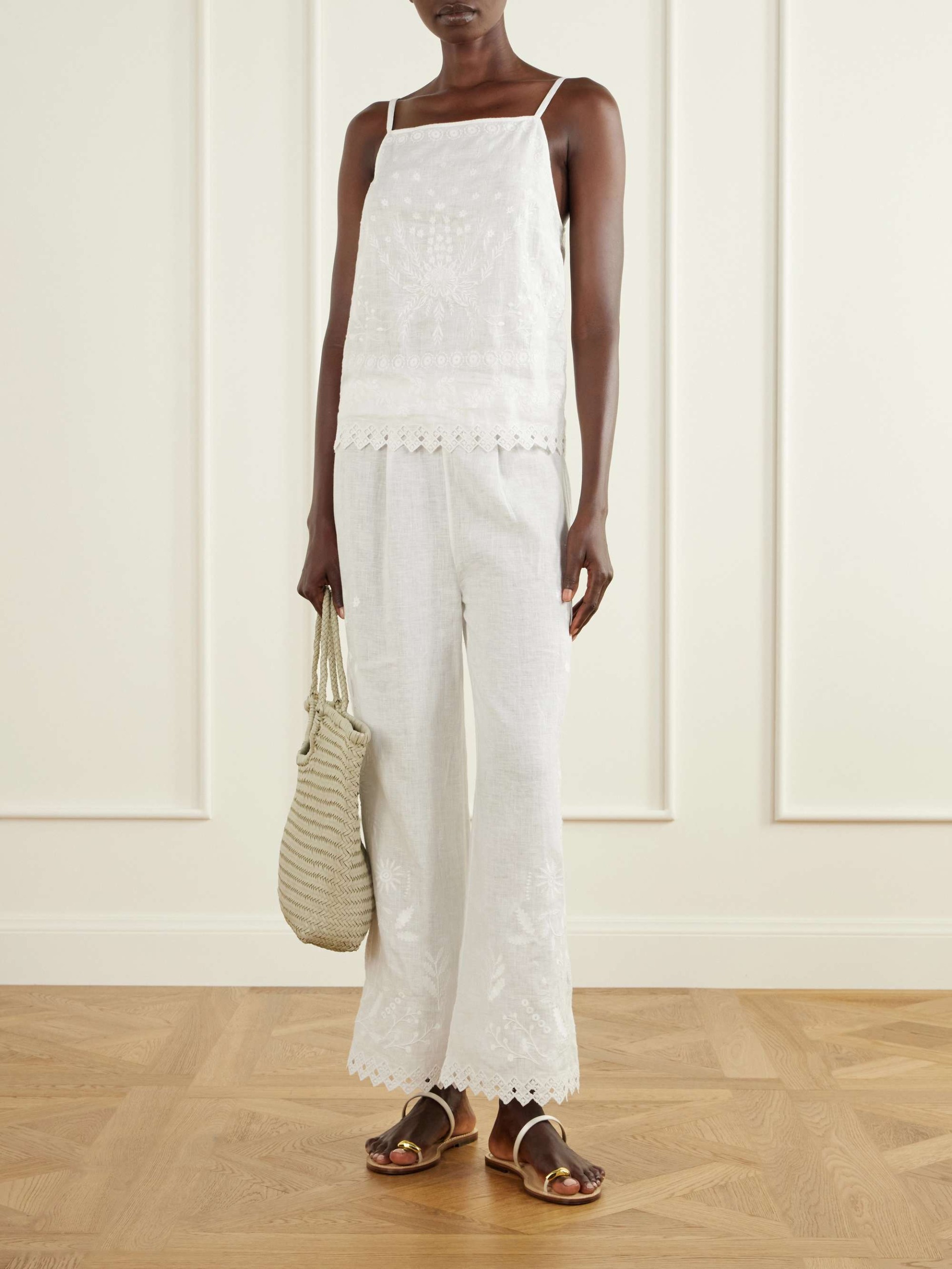 Corail Embroidered Linen Tank