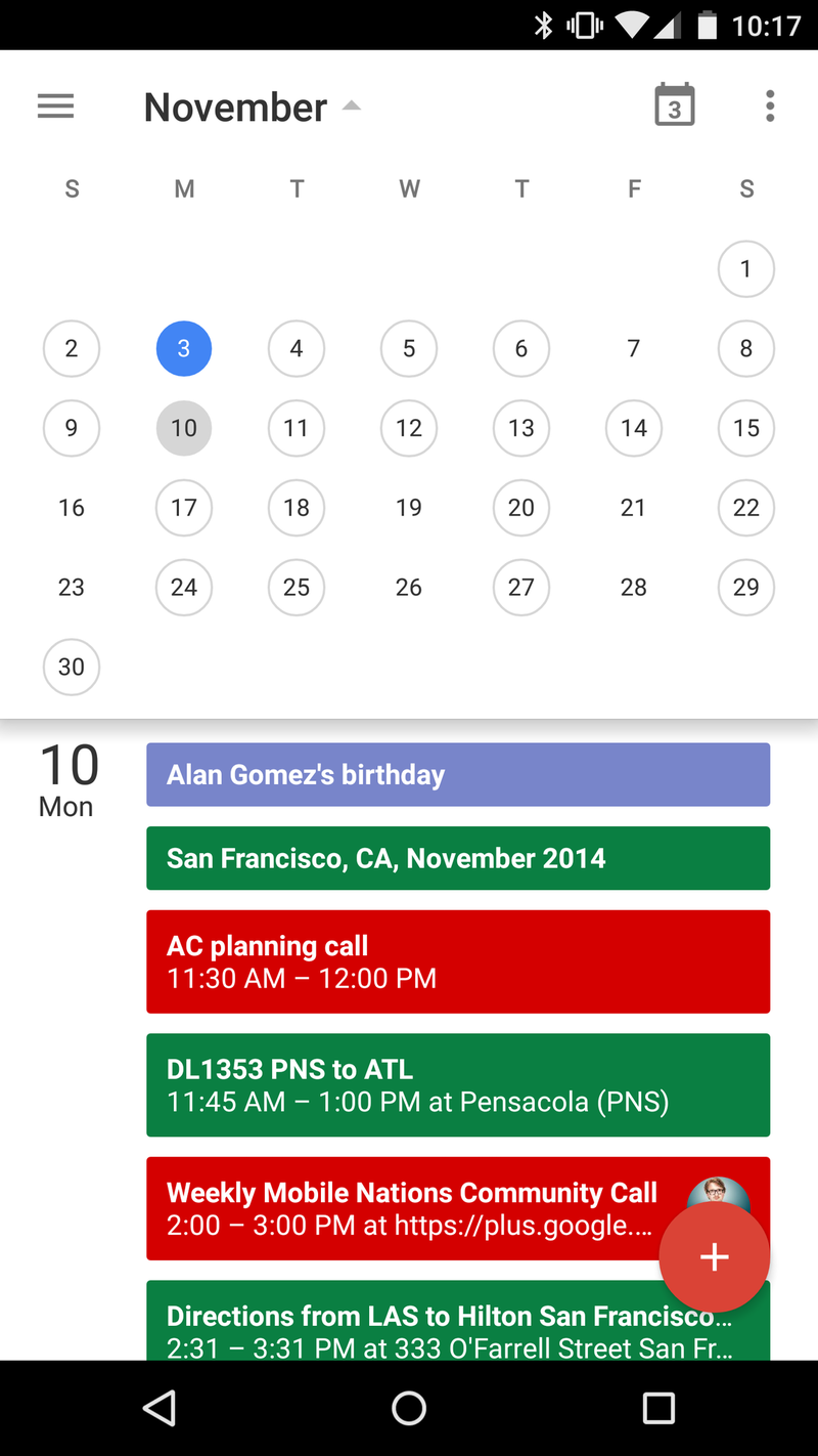 Android 5.0 Lollipop Calendar