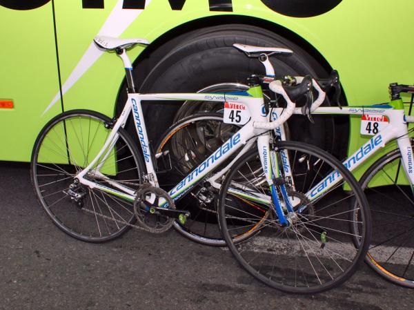 Most of the Liquigas squad chose softer-riding Cannondale Synapse bikes for Stage 3.