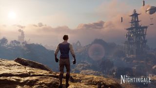 A player standing tall looking onto a new realm