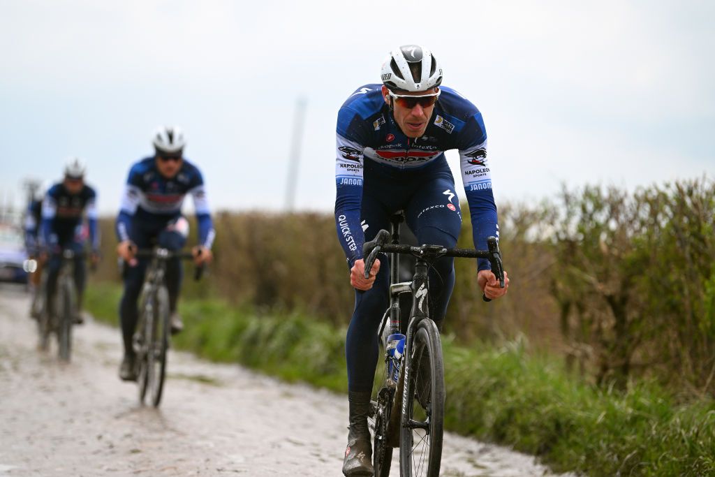 ROUBAIX FRANCE APRIL 07 Tim Declercq of Belgium and Team Soudal Quick Step during the ParisRoubaix 2023 Training Day 2 UCIWT on April 07 2023 in Roubaix France Photo by Luc ClaessenGetty Images