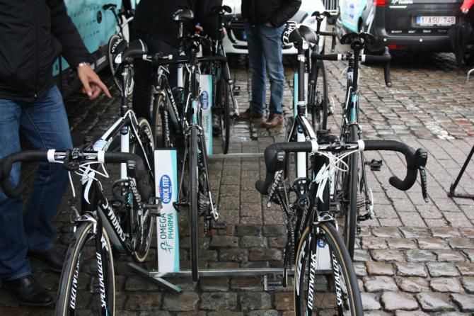 Omega Pharma QuickStep bikes at Dwars door Vlaanderen