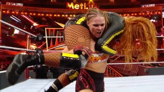 Ronda Rousey and Becky Lynch at WrestleMania 35