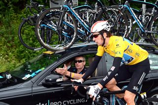 Bradley Wiggins and Sean Yates on stage three of the 2012 Dauphine-Libere