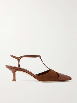 Turgimod 50 Cutout Leather and Suede Slingback Pumps