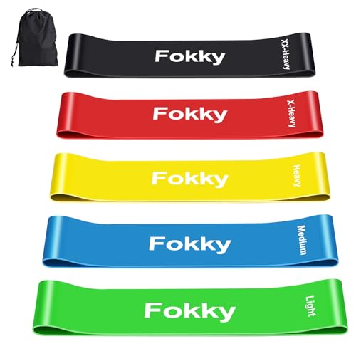 Fokky Resistance Bands, 5 Pcs Natural Latex Exercise Bands