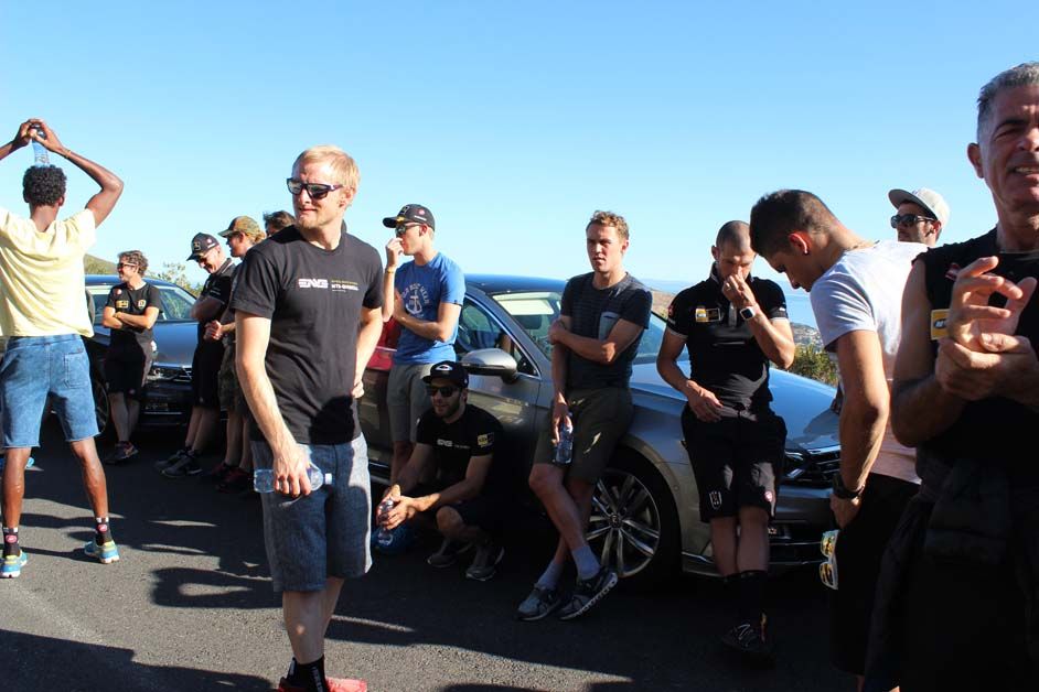 The team gathers for the start of the hike