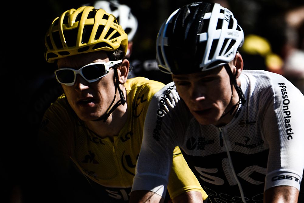 Geraint Thomas and Chris Froome (Team Sky) stage 16 at the Tour de France