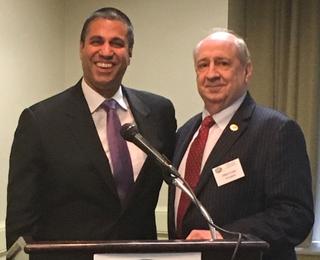 FCC Chairman Ajit Pai and Association of Federal Communications Consulting Engineers President John Lyons. (Photo by Stephen Pumple) 