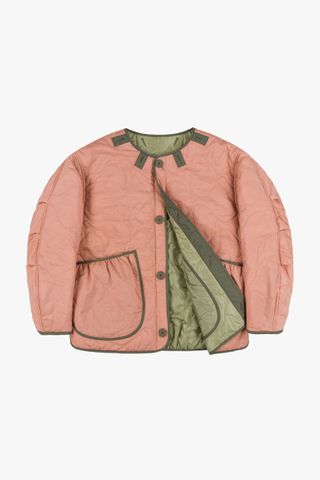 Cropped Quilt Jacket - Pale Pink / Pale Sage - Pale Pink / Pale Sage / Xxs