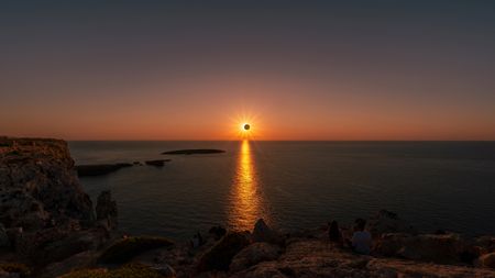 A total solar eclipse over the ocean