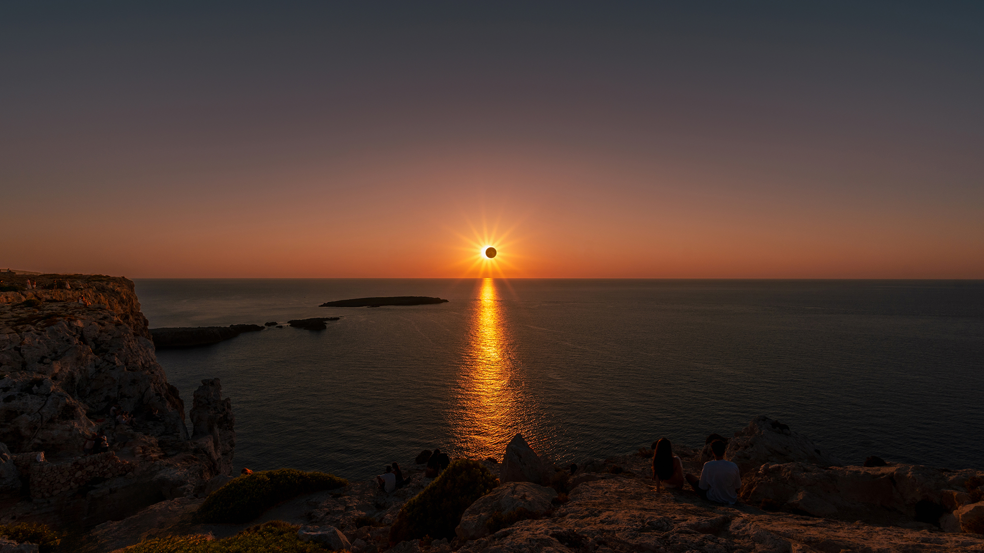 A total solar eclipse over the ocean
