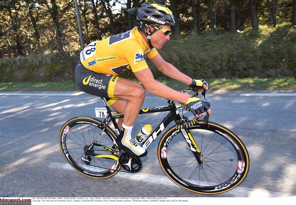 Thomas Voeckler in yellow during stage 2 of Tour la Provence
