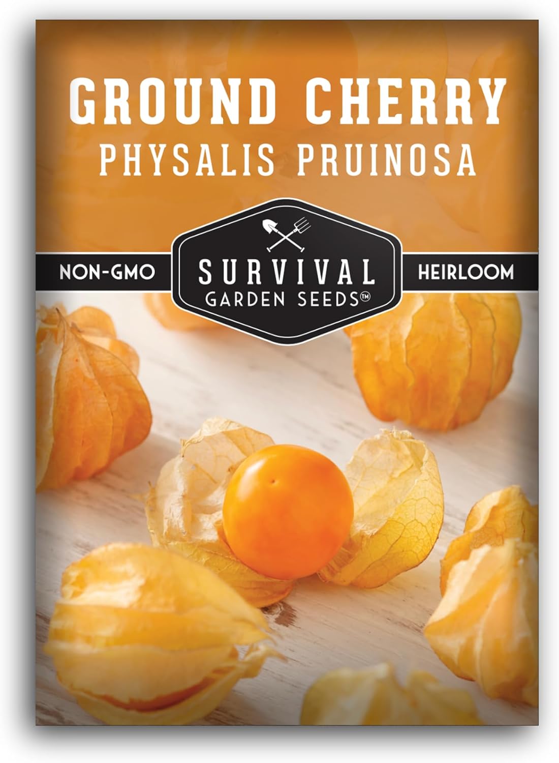 Ground Cherry Seeds for Planting &amp;ndash; High Yield Heirloom Cape Gooseberry With Sweet Golden Fruit in Papery Husks, Non-Gmo Golden Berry Garden Favorite - Survival Garden Seeds (1 Pack)