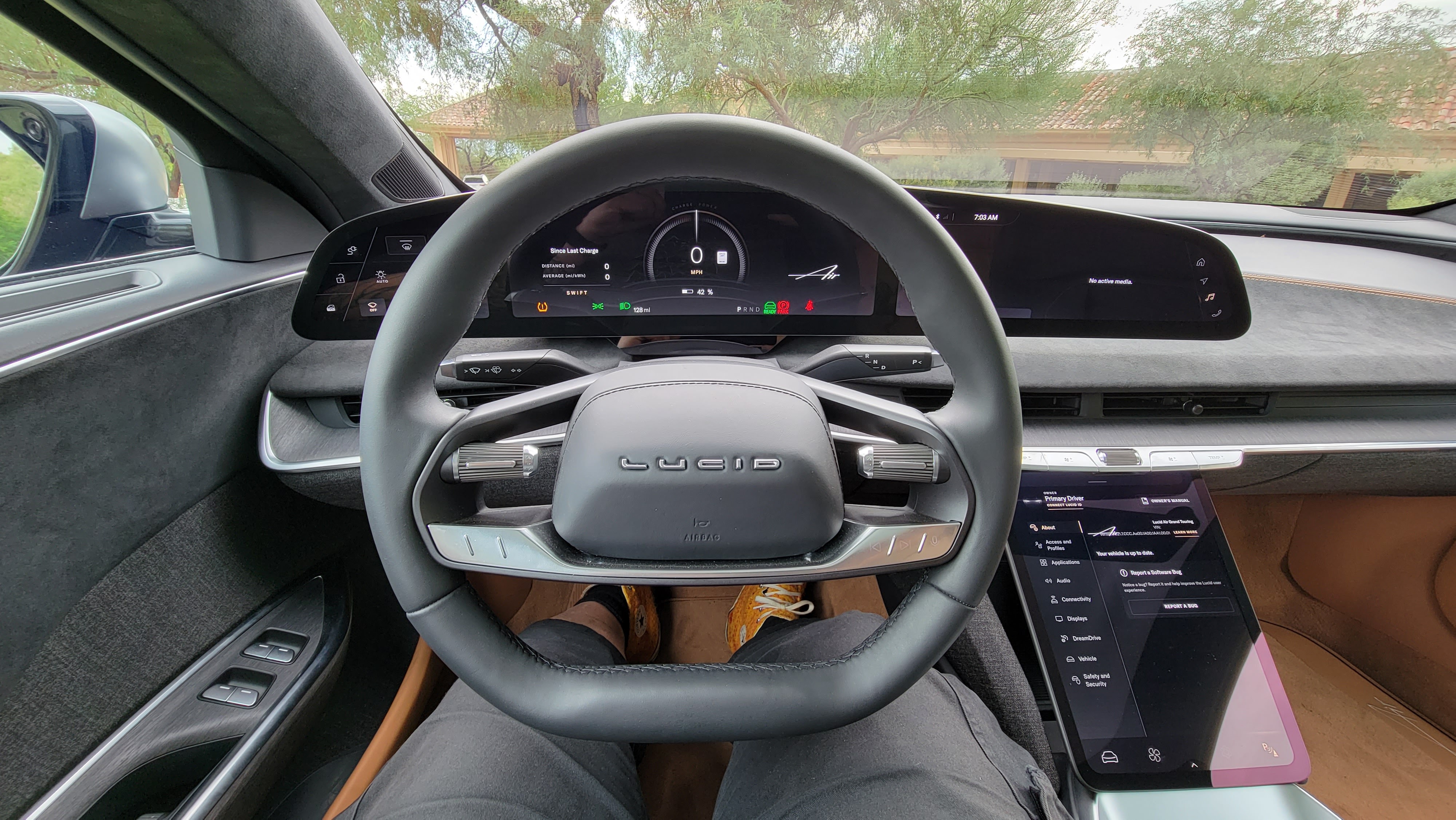 Driver's view of wheel and dash