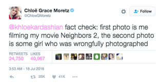 Chloë Grace Moretz Tweet Response to Khloé Kardashian