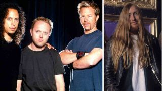 Metallica and Kyuss bassist Scott Reeder posing for photographs