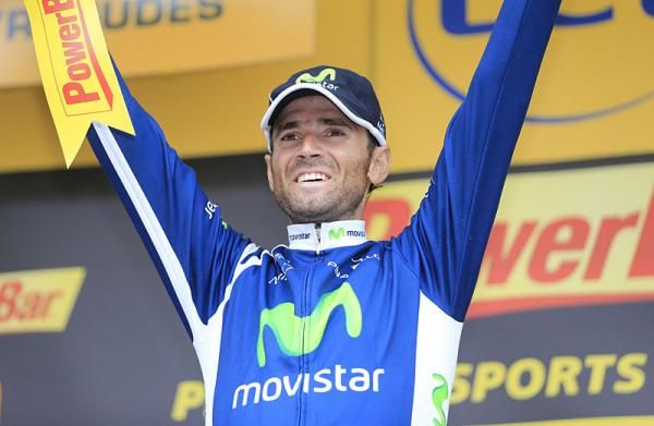 Alejandro Valverde (Movistar) celebrates a stage win