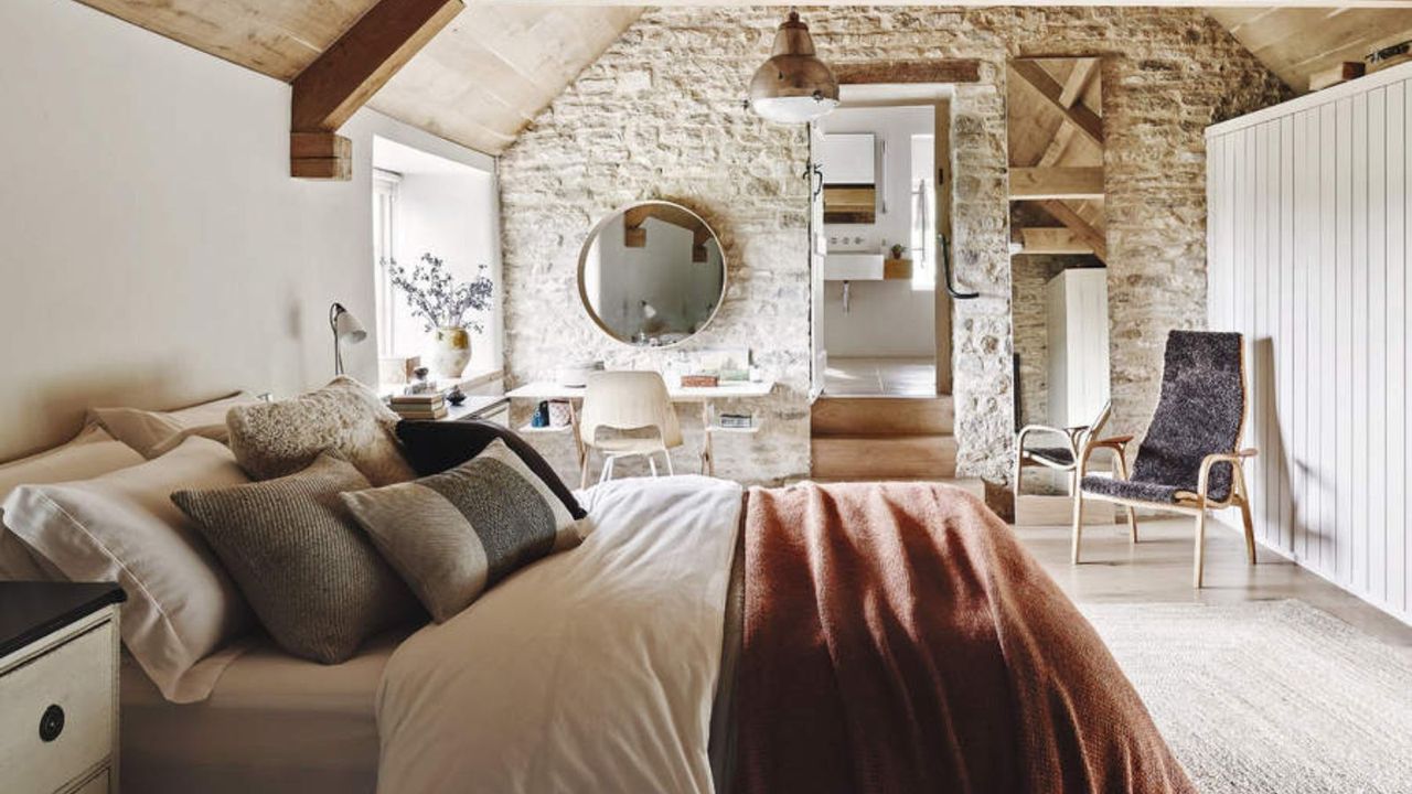 A bedroom in a bright loft conversion 