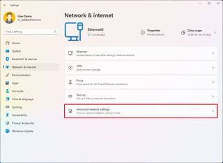 Open Advanced network settings