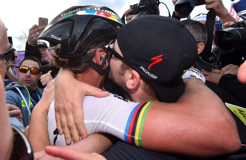 Big hugs post-win