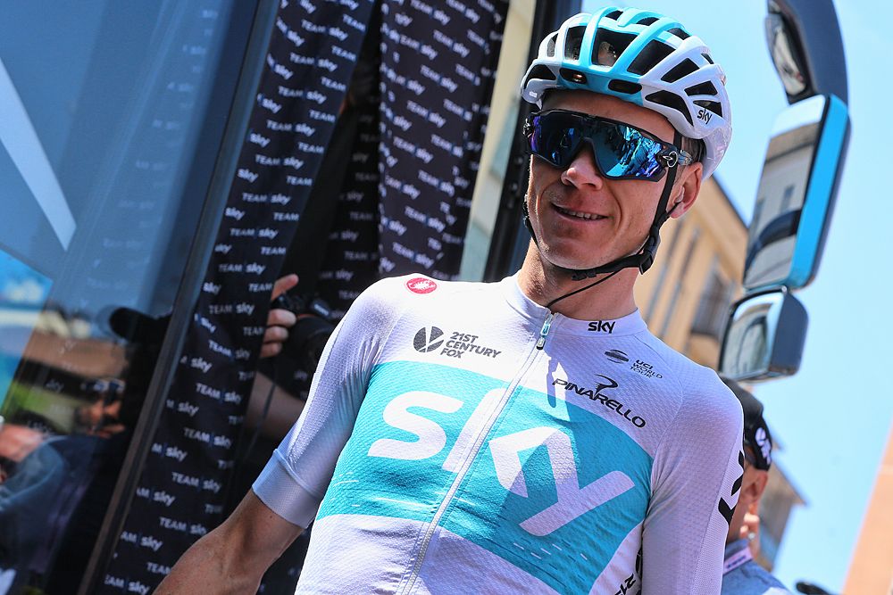Chris Froome (Team Sky) at the start of stage 18 at the Giro d'Italia