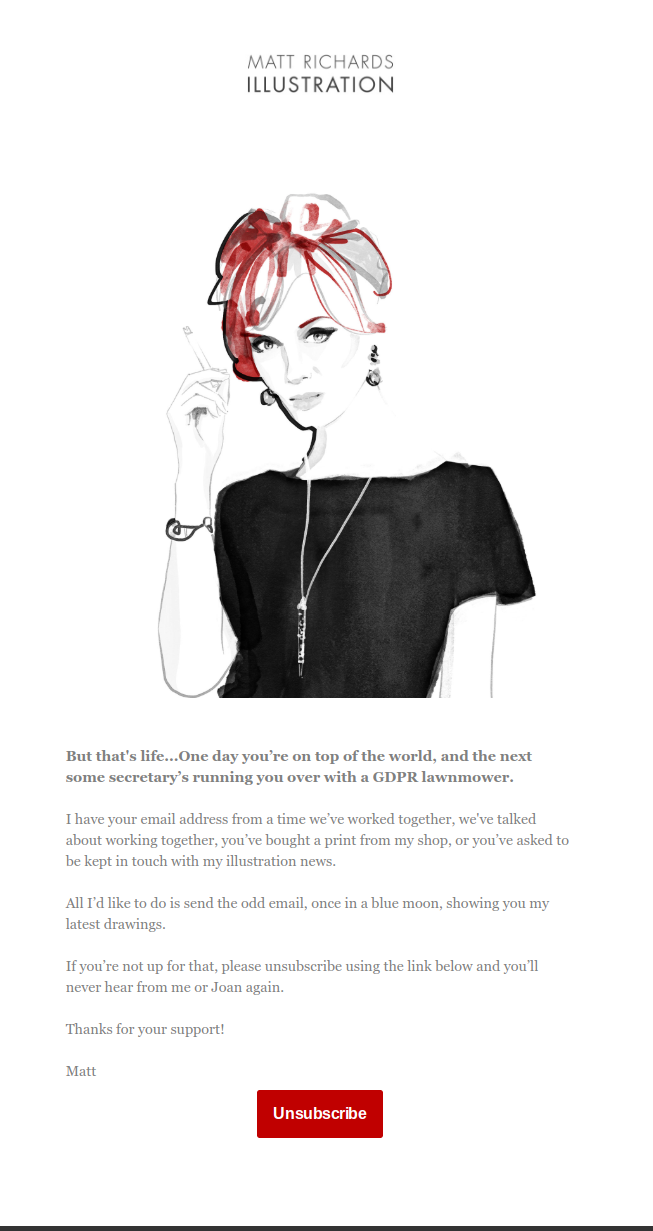Clean illustration and honest words may stand out in your inbox