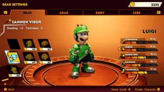 Luigi gear in Mario Strikers: Battle League