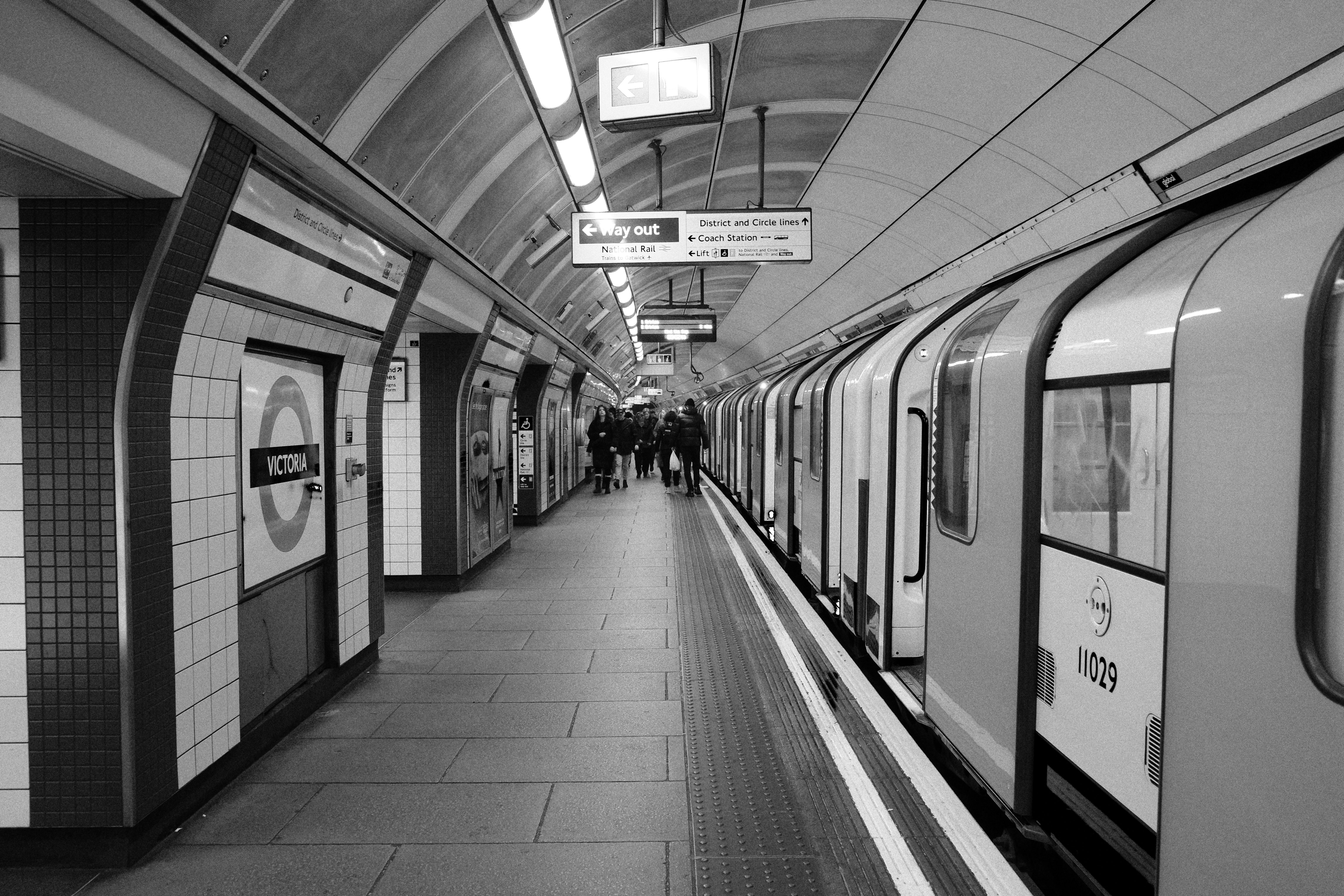 An underground train at London Victoria station