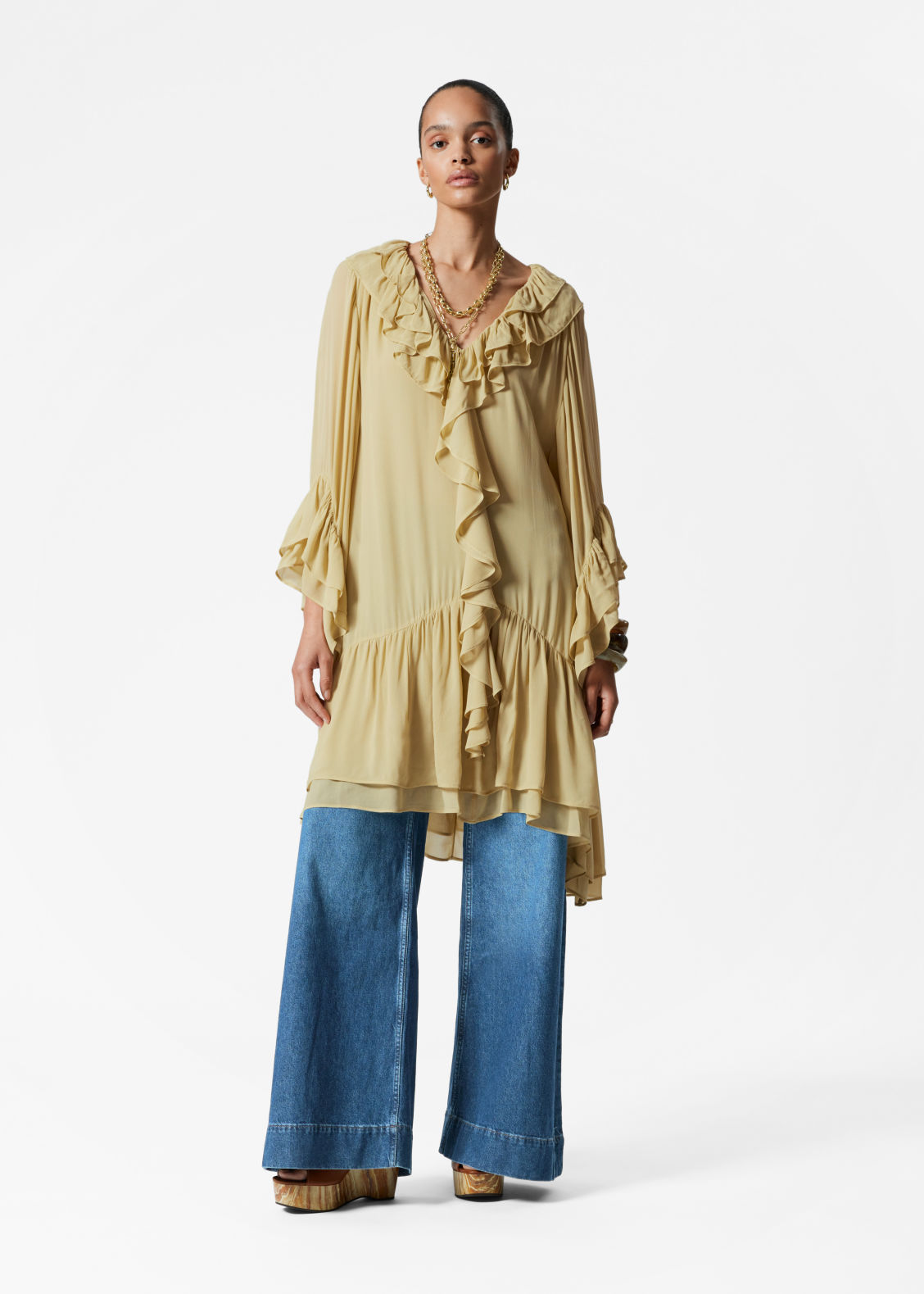 Flounced Mini Dress