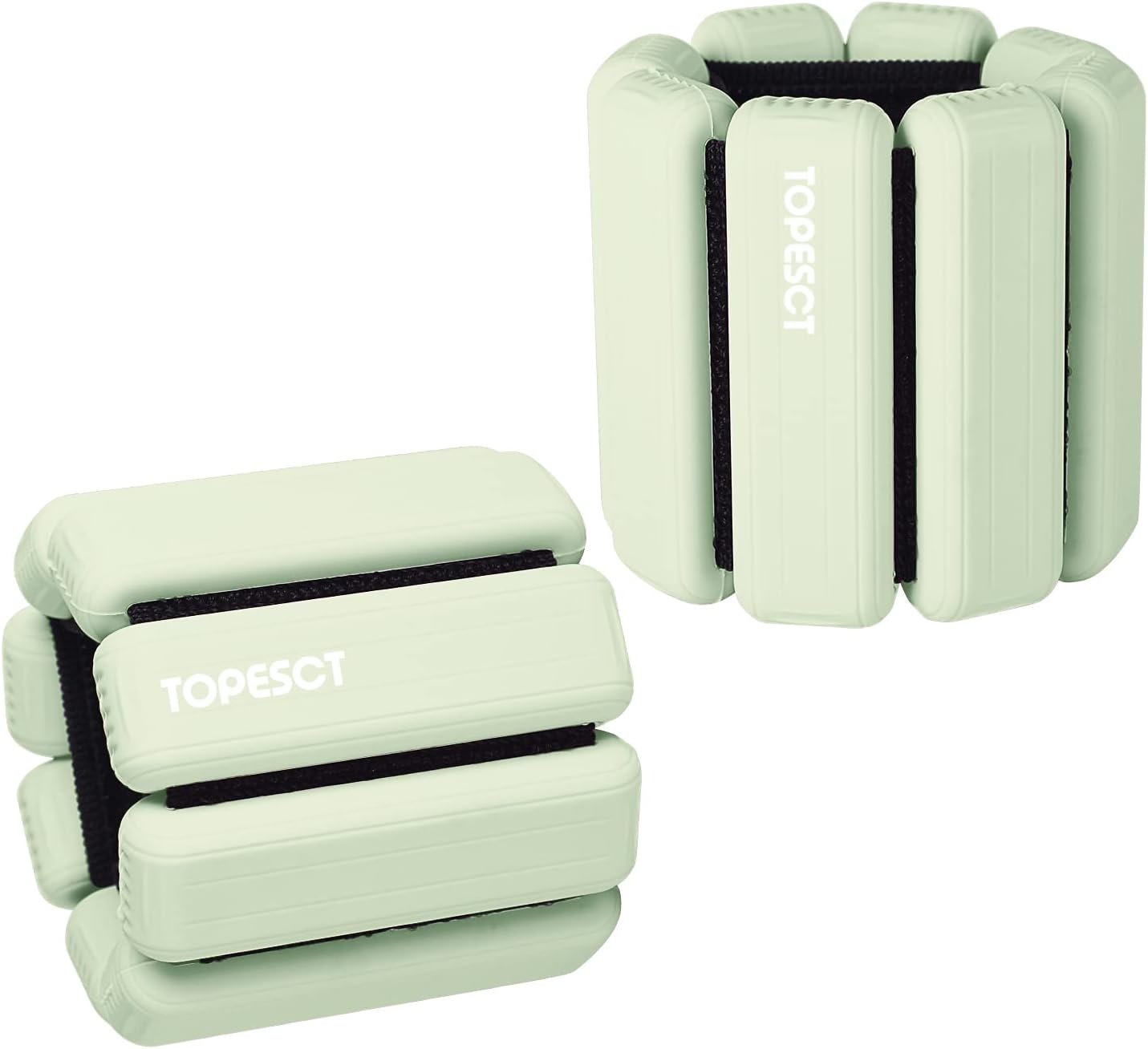 Topesct Adjustable Wrist Weights - Set of 2 (1lb Each) | Wearable Wrist &amp;amp; Ankle Weights Bracelet for Yoga, Dance, Barre, Pilates, Cardio, Aerobics, Walking (1lb/each, Olive Green)