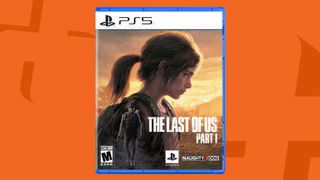 The Last of Us Part 1 PS5 box on an orange background