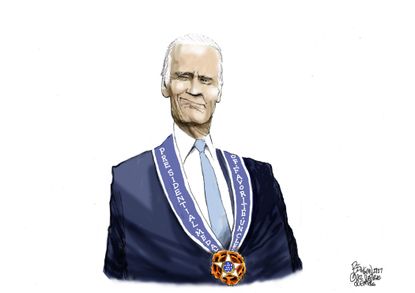Political cartoon U.S. Joe Biden presidential medal of freedom