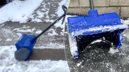 Wild Badger Cordless Snow Shovel shown in a driveway