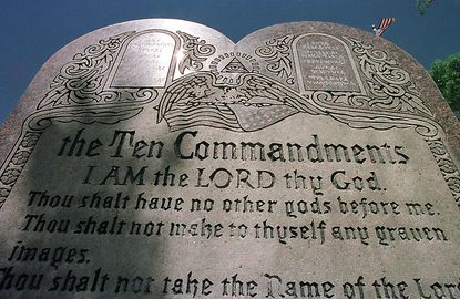 Ten commandments sculpture.