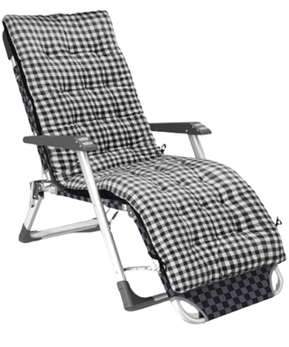 Black and white gingham lattice outdoor cushion for patio lounger and/or reclining deck chair