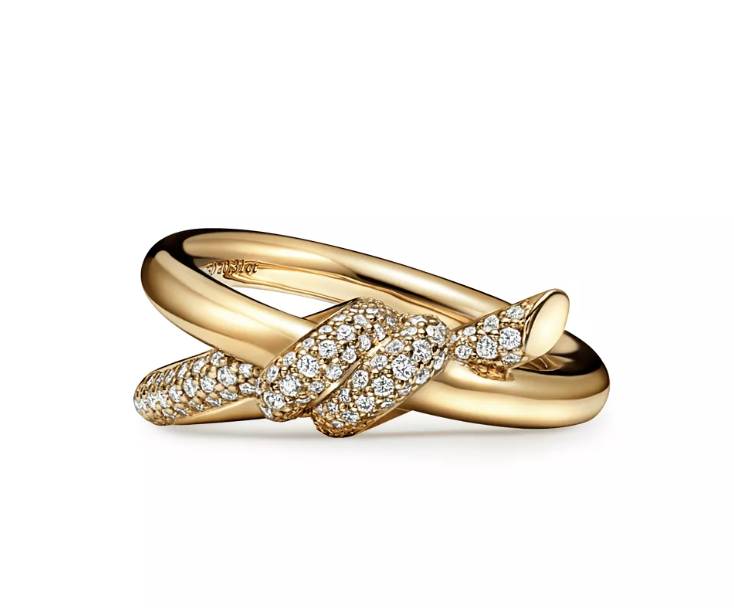 Tiffany &amp;amp; Co., Tiffany Knot Double Row Ring in Yellow Gold With Diamonds