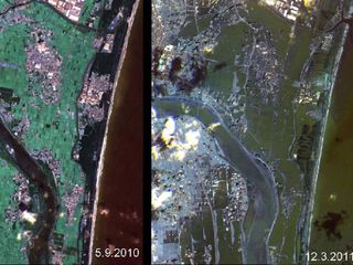 Japan coastline before and after