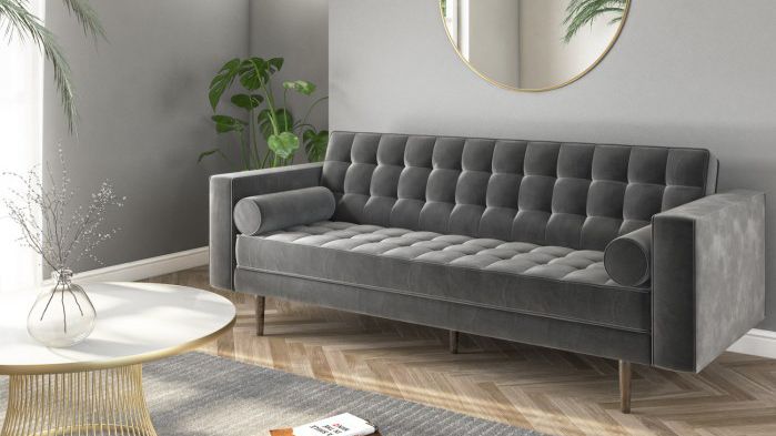 This gorgeous grey velvet sofa has £80 off right now | Real Homes