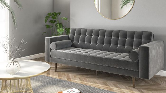 This Gorgeous Grey Velvet Sofa Has 80 Off Right Now Real Homes This Gorgeous Grey Velvet Sofa Has 80