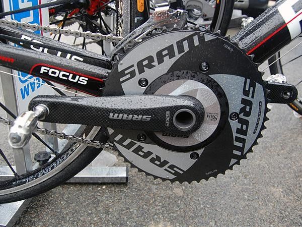 A SRAM/SRM power meter keeps track of Ciolek's watts.