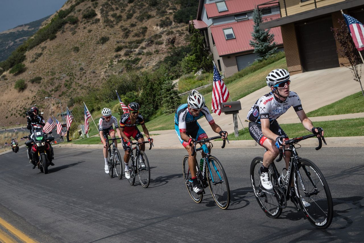 Another group gets up the road on the final climb.