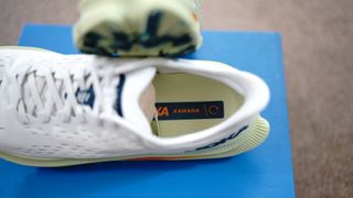 Close up shot of the Hoka Kawana running shoes